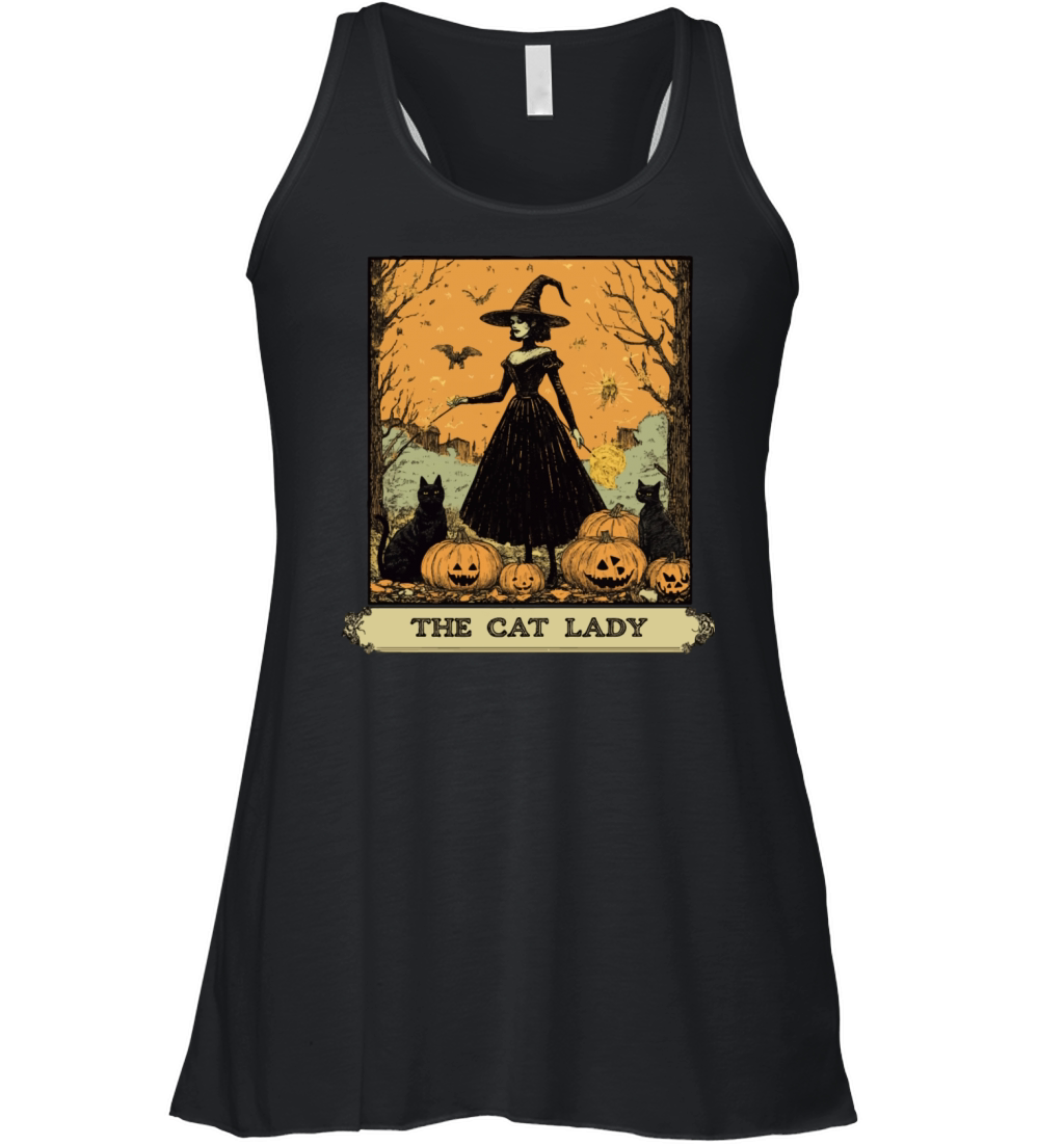 Vintage Halloween Witch with pumpkin Poster design Women's Flowy Tank Top