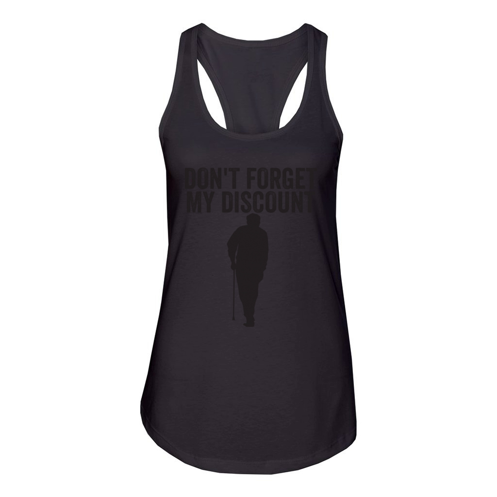 Dont Forget My Discount Elderly Old People Senior Women's Racerback Tank