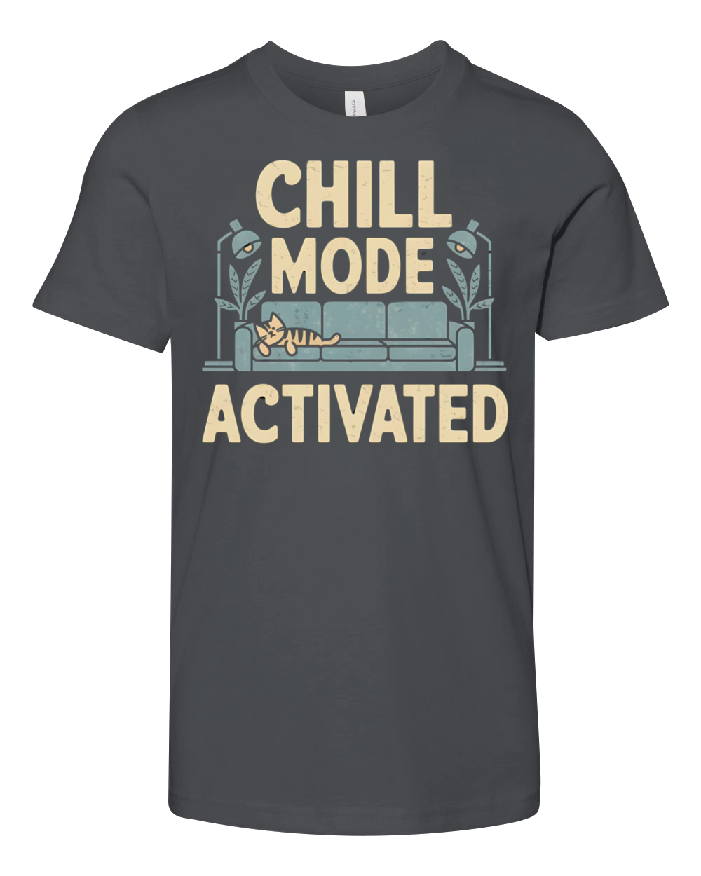 Chill Mode Activated Funny Cat Relaxation Vintage Youth Unisex Jersey Tee