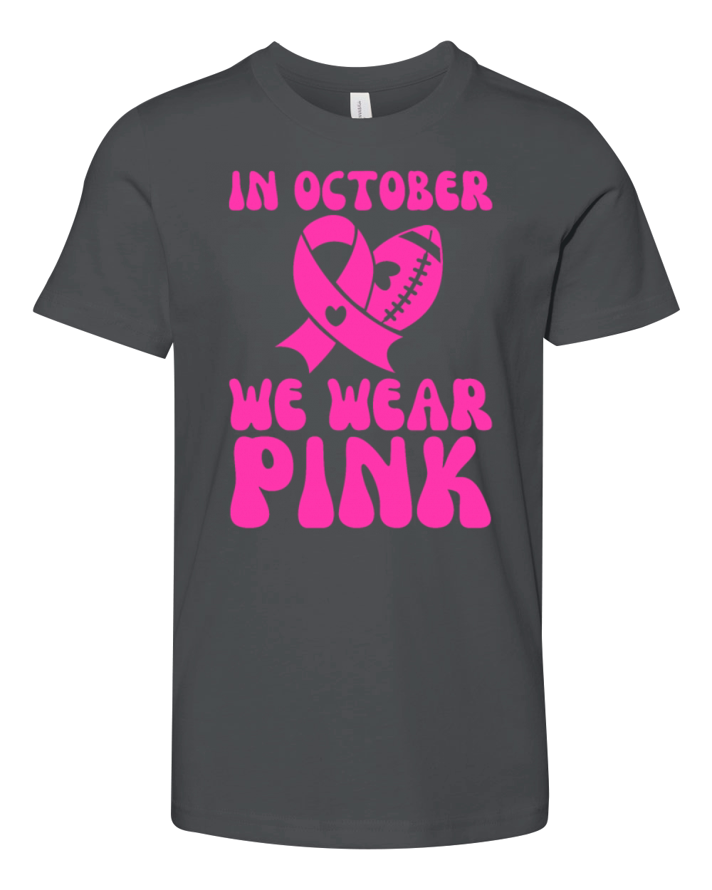 In October We Wear Pink Breast Cancer Youth Unisex Jersey Tee