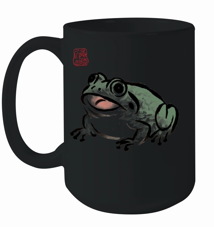 Grumpy Frog Illustration - Funny Animal Art Ceramic Mug