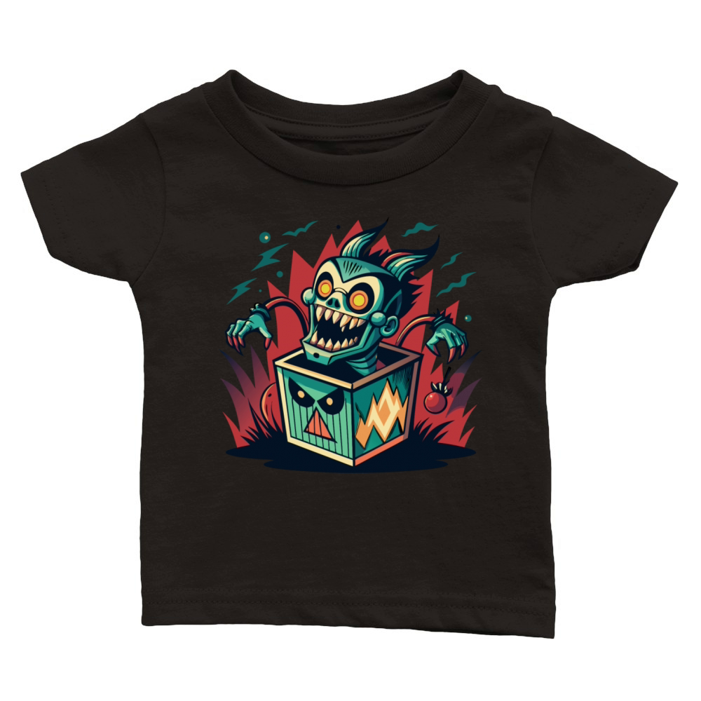 Monster Jack-in-the-Box - Retro Horror Fun Classic Baby Crewneck T-shirt
