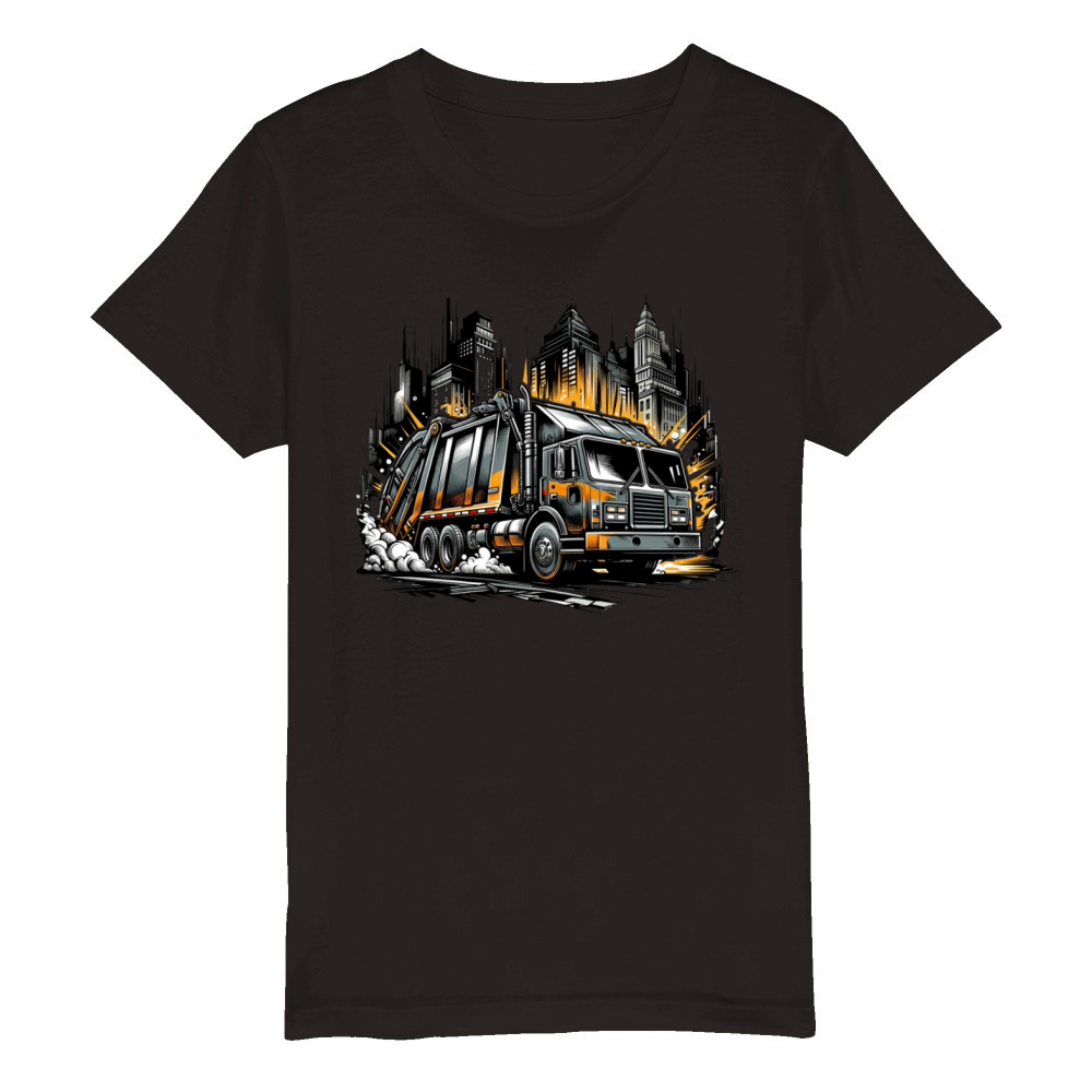 Cool City Garbage Truck Vintage City Waste Recycle Organic Kids Crewneck T-shirt