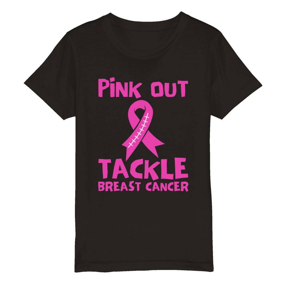 Pink Out Tackle Breast Cancer Support Organic Kids Crewneck T-shirt
