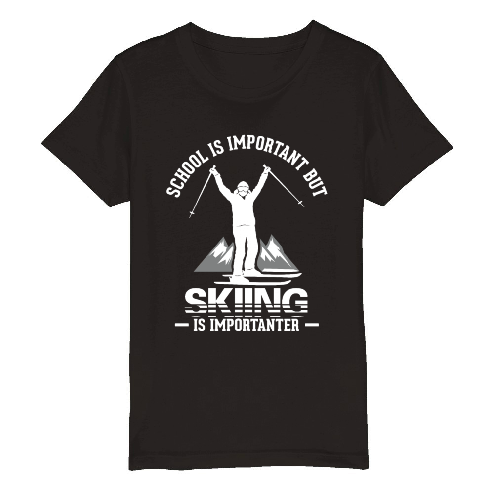 Ski Vintage Slogan Funny Skier Organic Kids Crewneck T-shirt