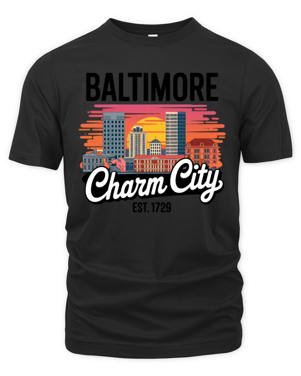 Baltimore Charm City Skyline Organic Unisex T-shirt