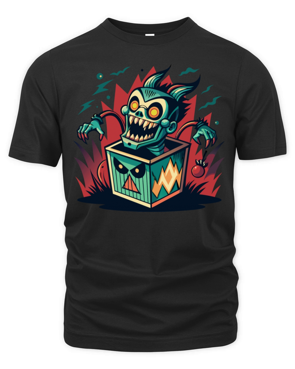 Monster Jack-in-the-Box - Retro Horror Fun Organic Unisex T-shirt