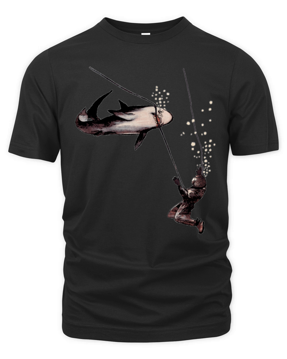 Shark Attack on a Vintage Helmet Diving Diver URM Organic Unisex T-shirt