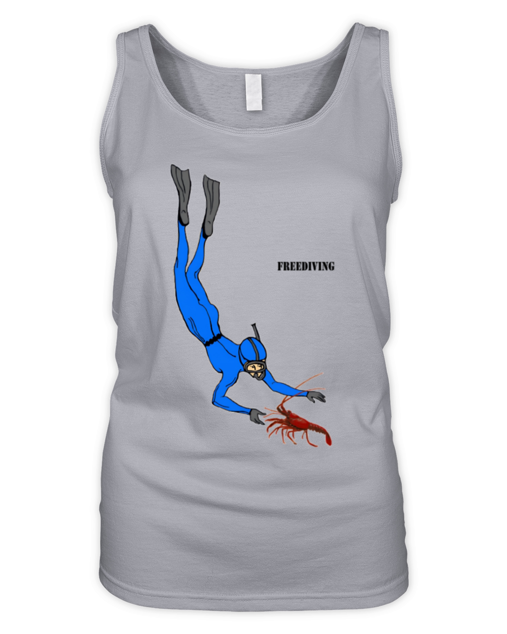 Freediving Diver Observing a Spiny Lobster Organic Women's Tank Top
