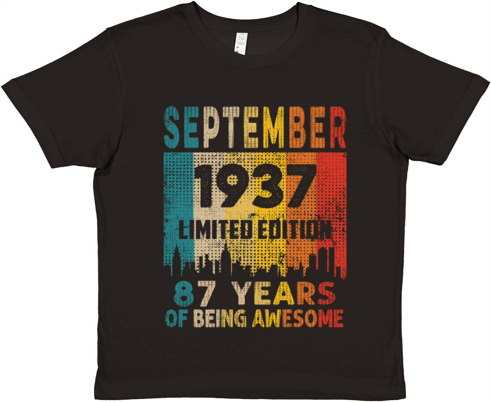 Born in SEPTEMBER 1937 Vintage 87th Birthday Gift Premium Kids Crewneck T-shirt