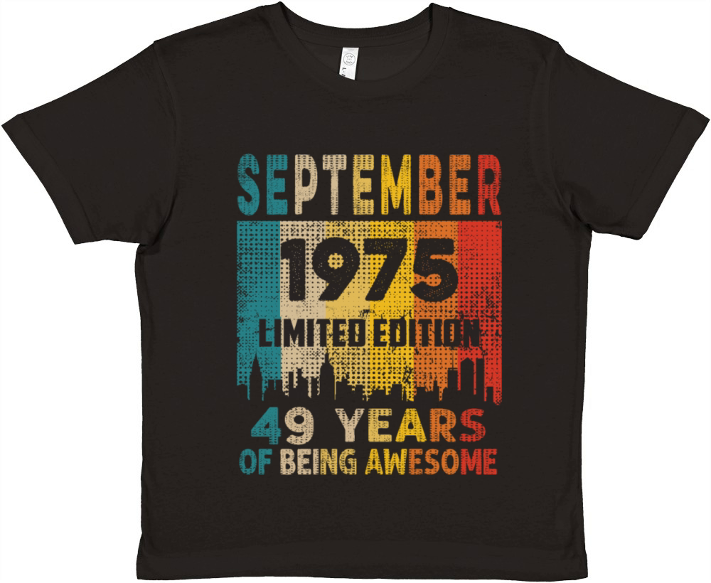 Born in SEPTEMBER 1975 Vintage 49th Birthday Gift Premium Kids Crewneck T-shirt