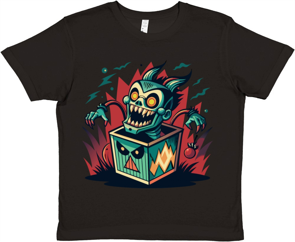 Monster Jack-in-the-Box - Retro Horror Fun Premium Kids Crewneck T-shirt