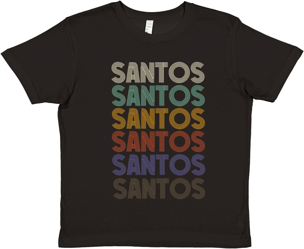 SANTOS First Name Retro Pattern Vintage Stylet Premium Kids Crewneck T-shirt