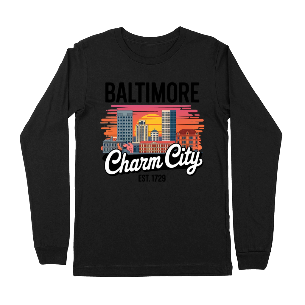 Baltimore Charm City Skyline Premium Long Sleeve