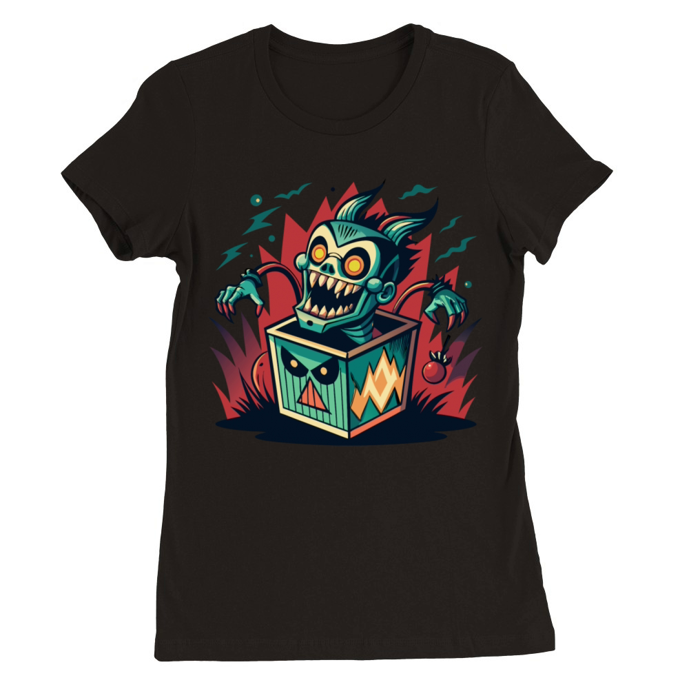 Monster Jack-in-the-Box - Retro Horror Fun Premium Womens Crewneck T-shirt
