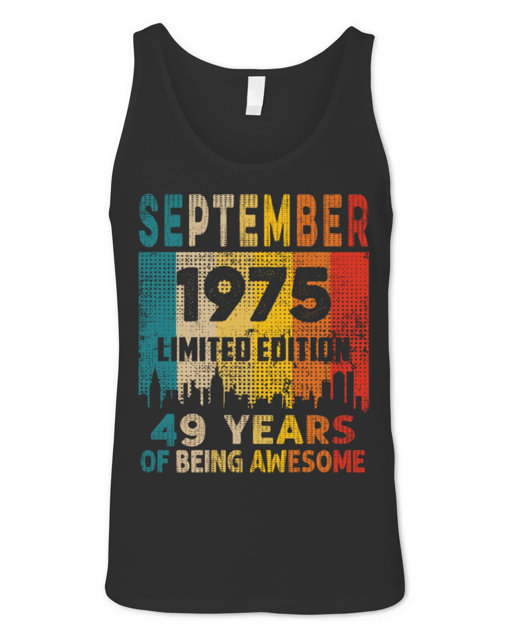 Born in SEPTEMBER 1975 Vintage 49th Birthday Gift Unisex Jersey Tank