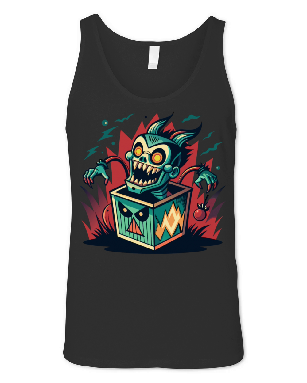 Monster Jack-in-the-Box - Retro Horror Fun Unisex Jersey Tank