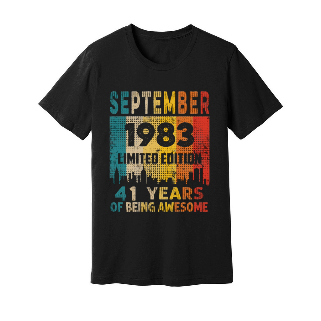 Born in SEPTEMBER 1983 Vintage 41st Birthday Gift Unisex Jersey Tee