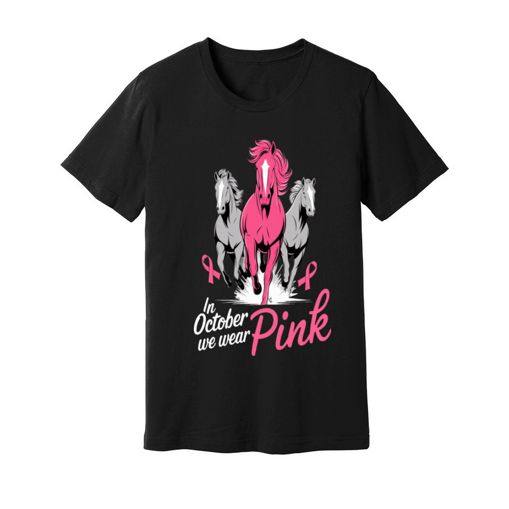 In October We Wear Pink Horses Unisex Jersey Tee