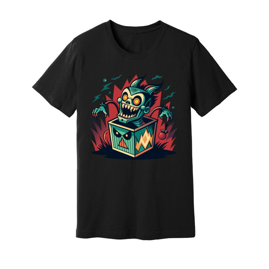 Monster Jack-in-the-Box - Retro Horror Fun Unisex Jersey Tee