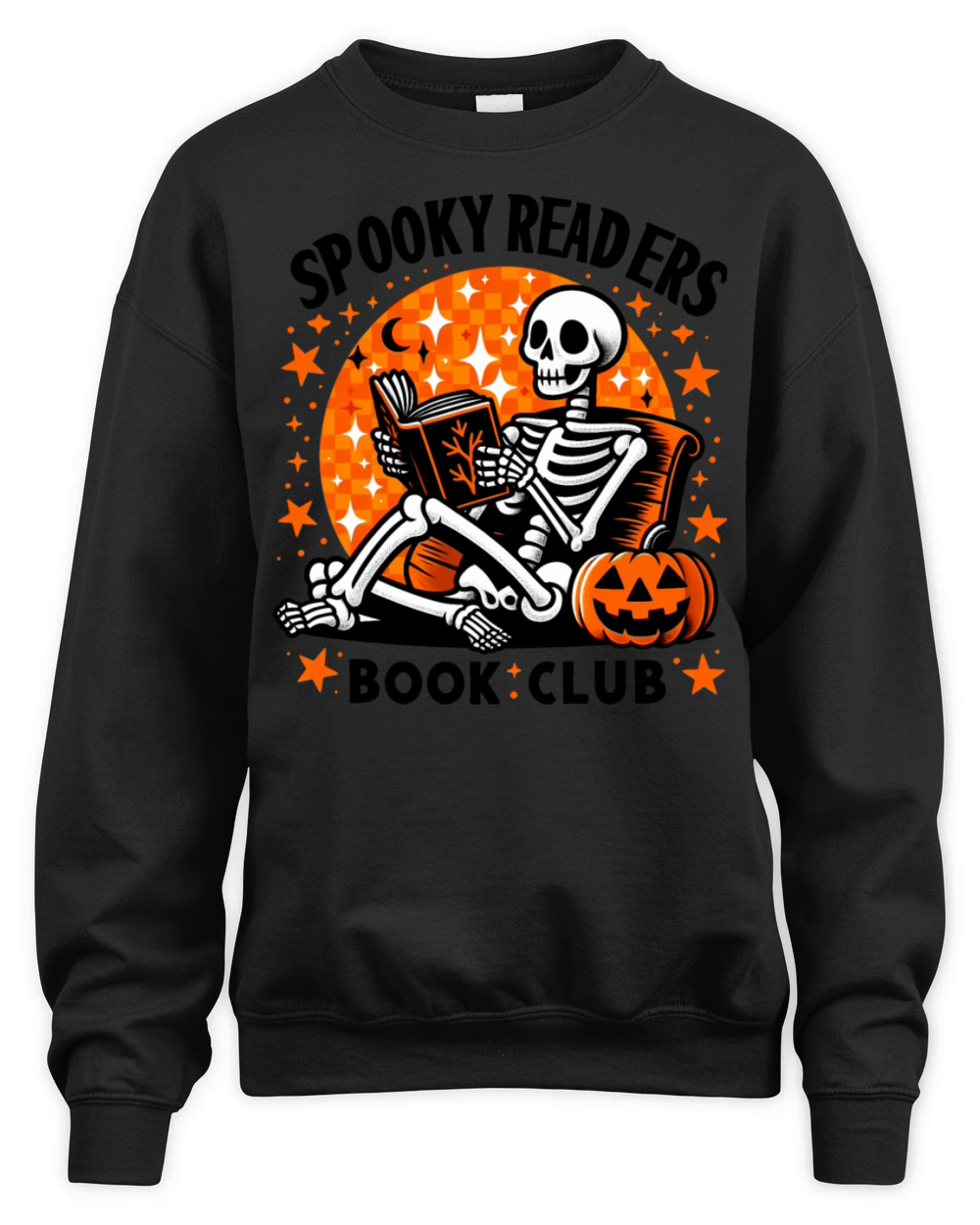 Spooky Readers Book Club Funny skeleton teacher Unisex Premium Crewneck Sweatshirt
