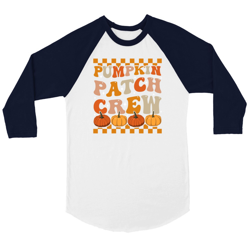 Groovy Pumpkin Patch Crew Fall Pumpkins Unisex ¾ sleeve Raglan T-shirt