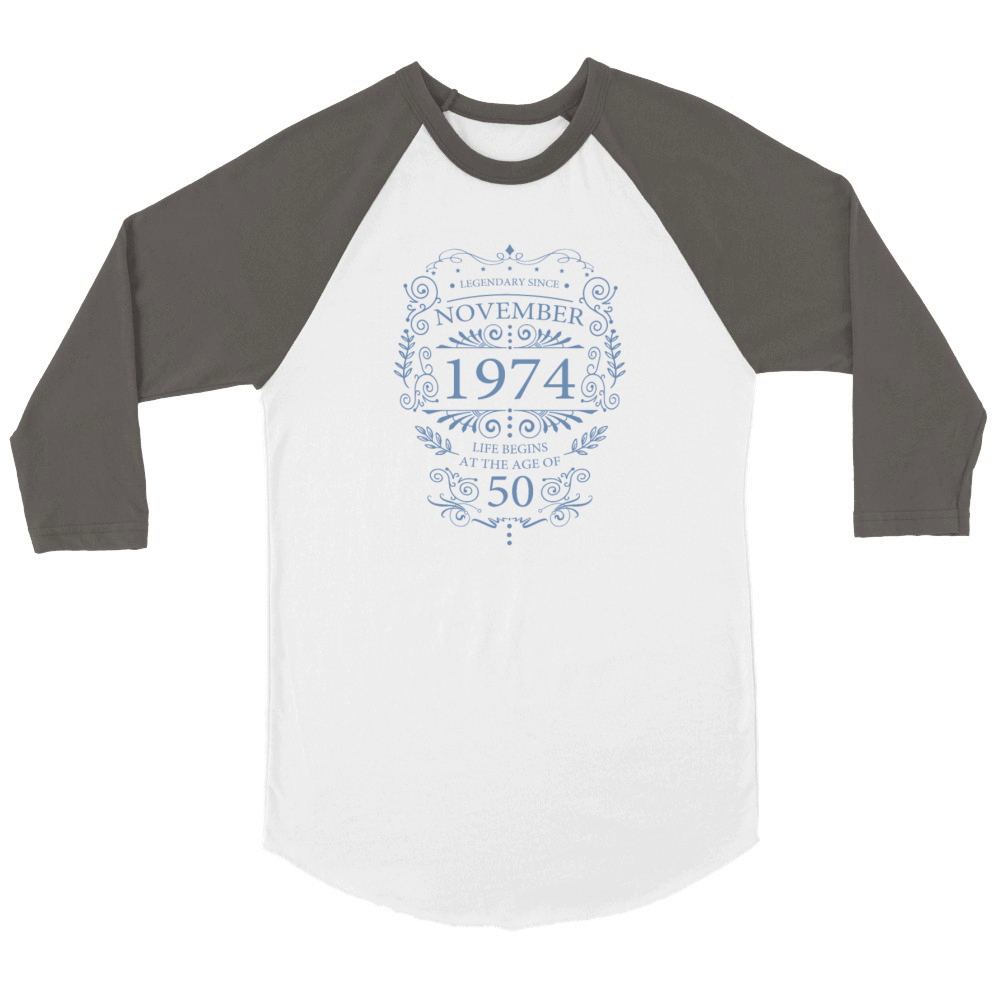 Legendary since 1974 50th birthday vintage look Unisex ¾ sleeve Raglan T-shirt
