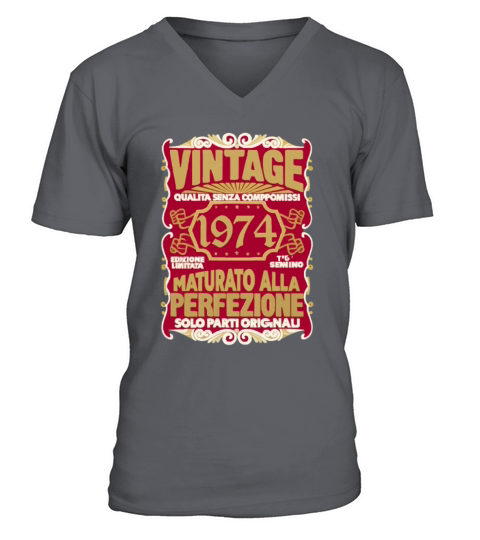 50 Compleanno 50 Uomo Anni Retro Vintage 1974 Reg V-Neck T-shirt