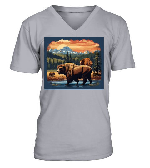AMERICAN BISON V-Neck T-shirt