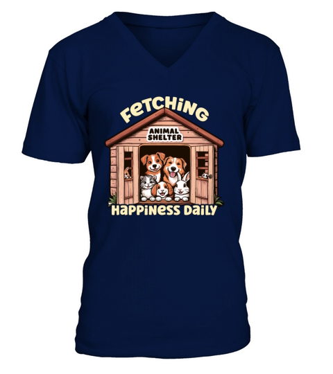 Animal Shelter Fetching Happiness Daily Dog Lover V-Neck T-shirt