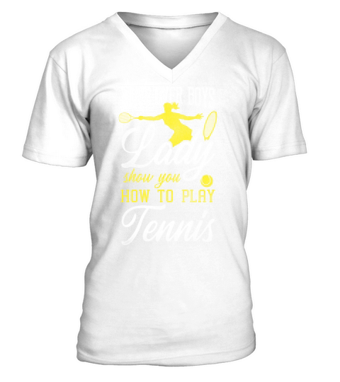 Funny Tennis Player Racket Girl V-Neck T-shirt
