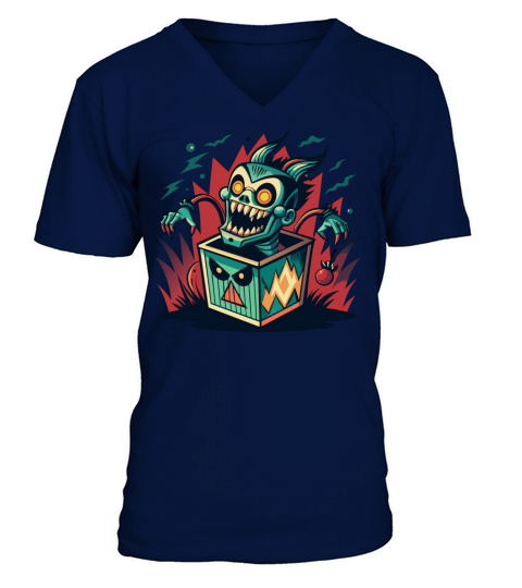 Monster Jack-in-the-Box - Retro Horror Fun V-Neck T-shirt