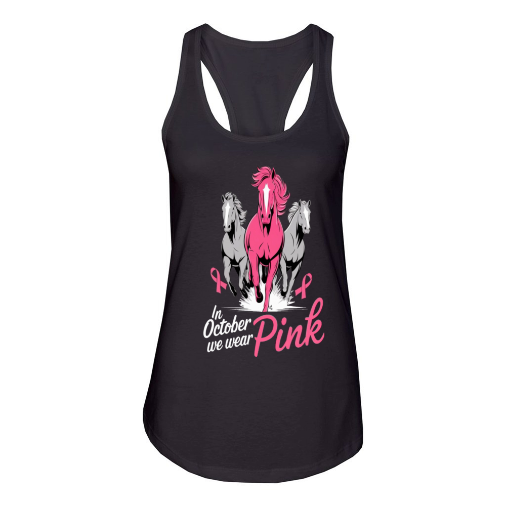 In October We Wear Pink Horses Women's Racerback Tank