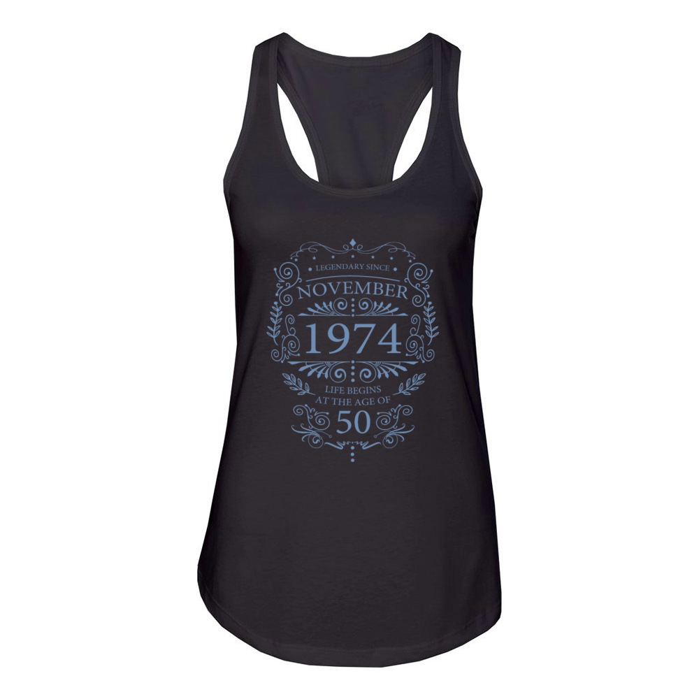 Legendary since 1974 50th birthday vintage look Women's Racerback Tank