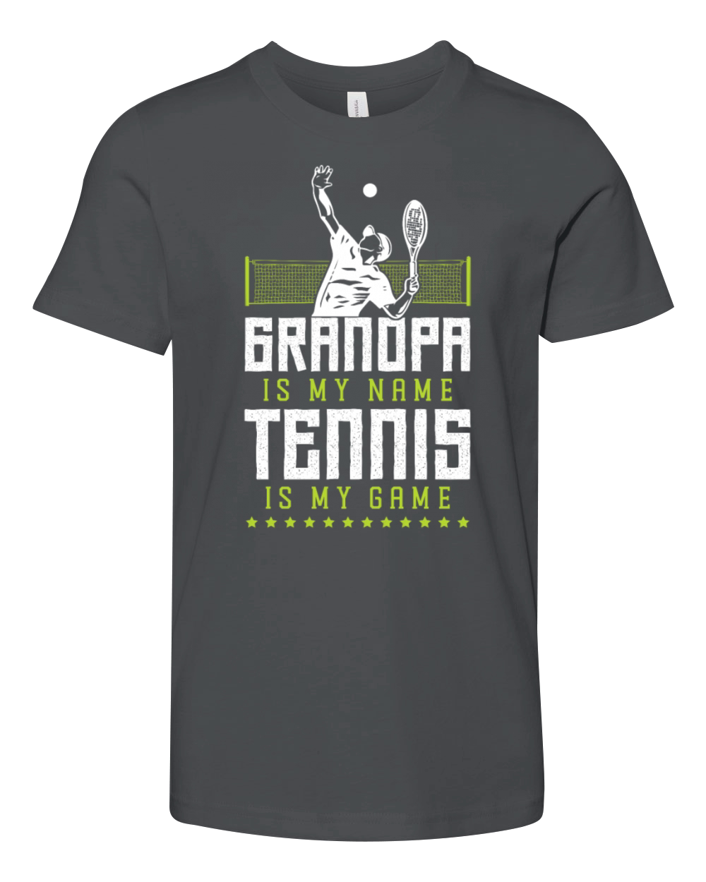 Funny Tennis Player Racket Grandpa Youth Unisex Jersey Tee