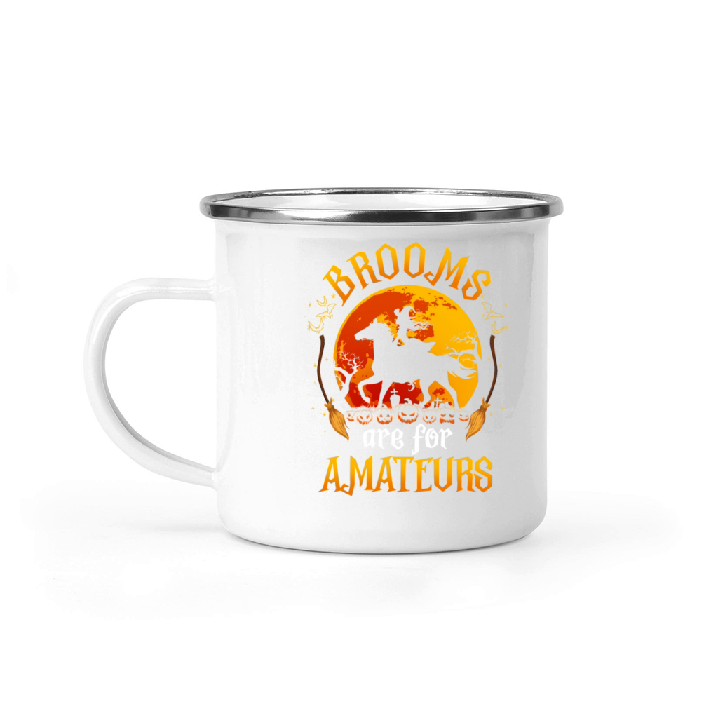 Brooms Are For Amateurs Halloween Horse Riding Camping Mug