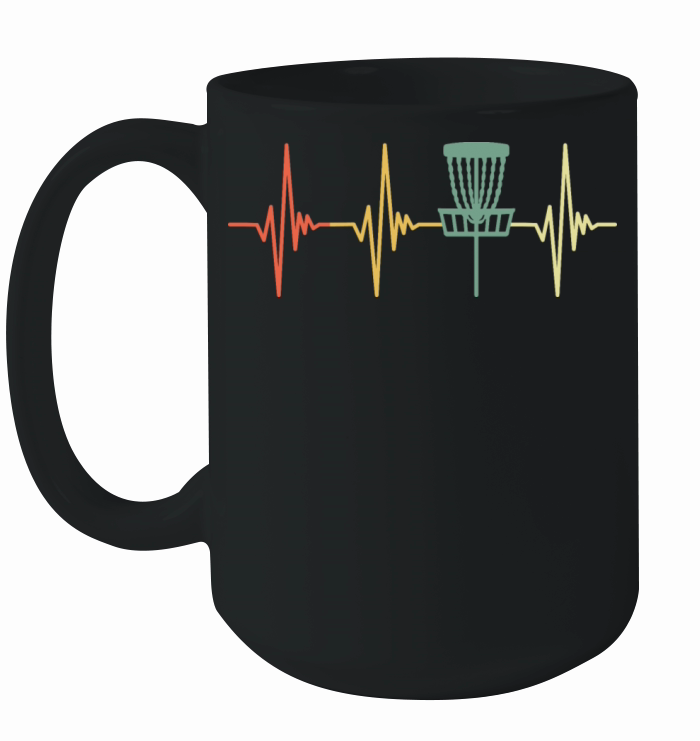 Vintage Disc Golf Retro Heartbeat Ceramic Mug