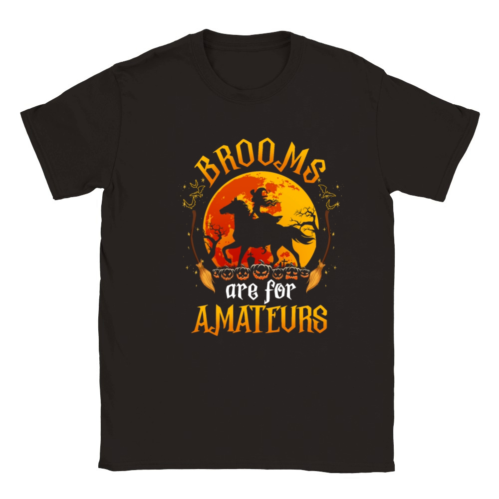 Brooms Are For Amateurs Halloween Horse Riding Classic Kids Crewneck T-shirt