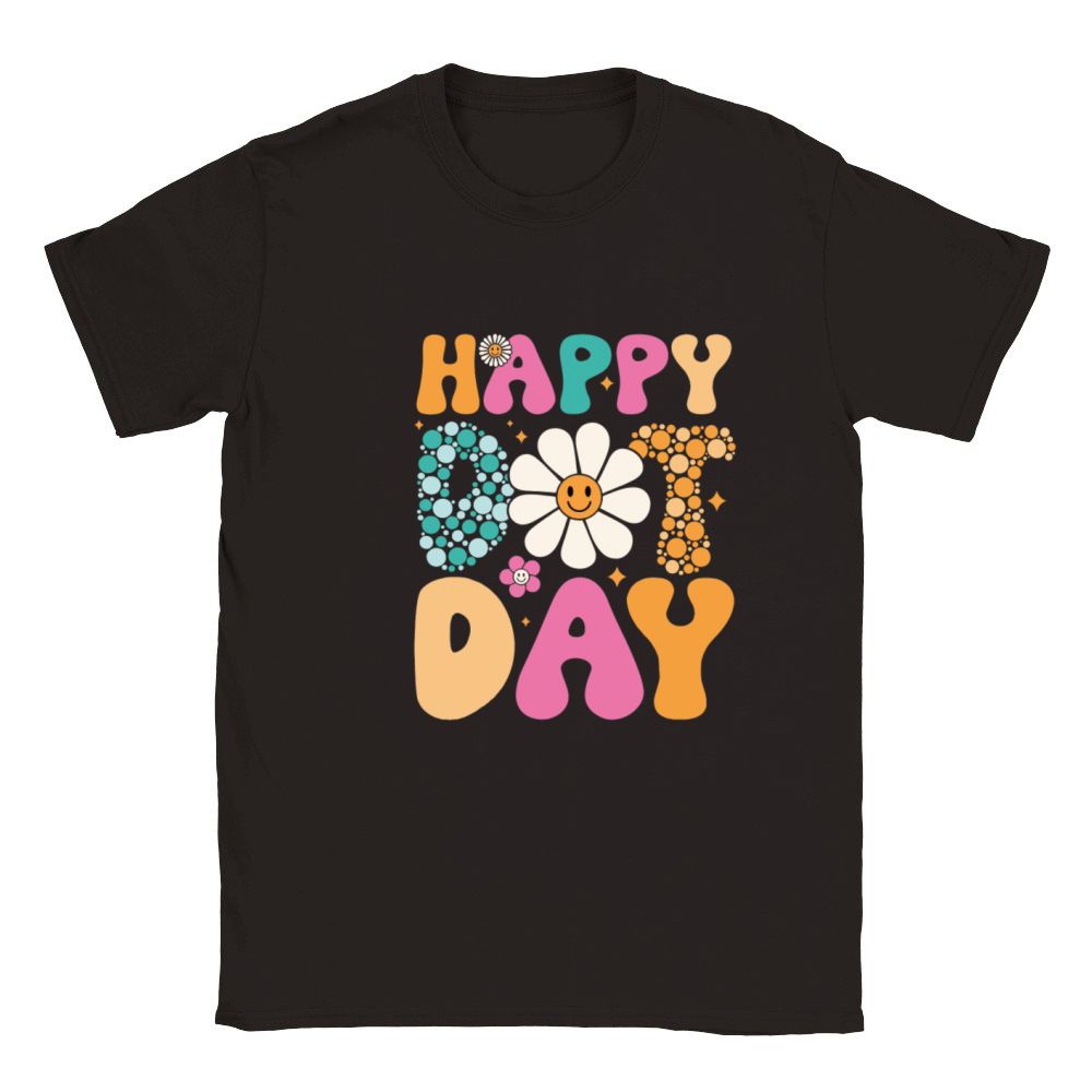 Happy Dot Day Hippie Flowers Smile Face Groovy Classic Kids Crewneck T-shirt