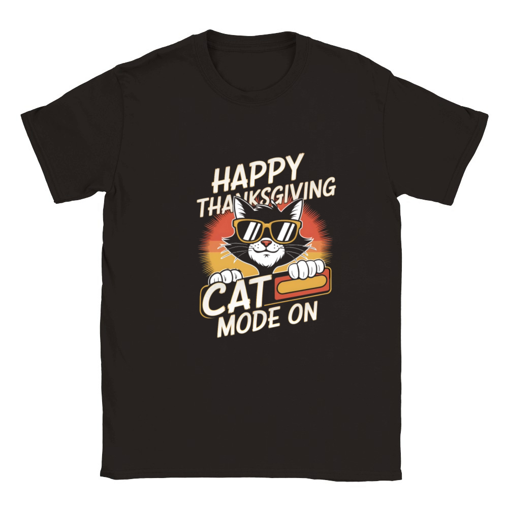 Happy Thanksgiving Cat Mode On for Festive Fun Classic Kids Crewneck T-shirt