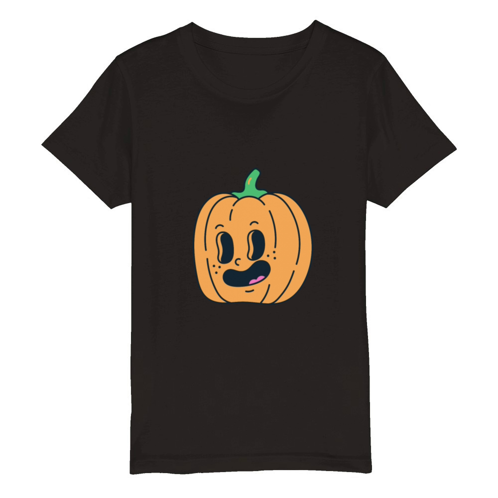 Funny vintage pumpkin face Organic Kids Crewneck T-shirt