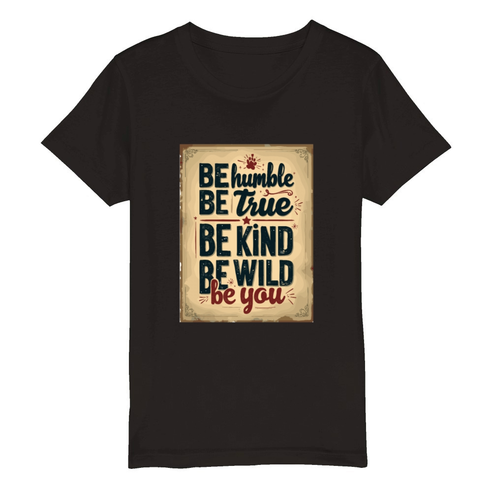 Inspirational Be Humble Be True Be Wild Organic Kids Crewneck T-shirt