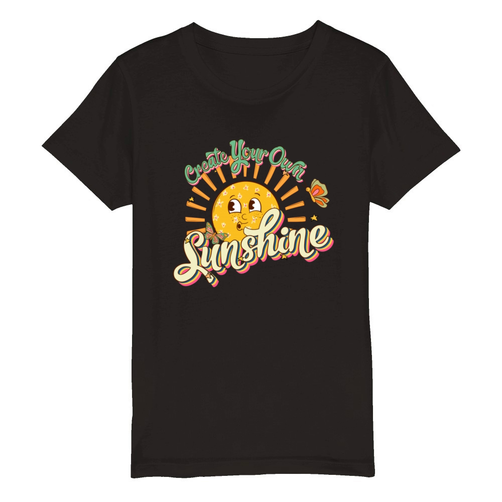 Retro Create Your Own Sunshine Design Organic Kids Crewneck T-shirt