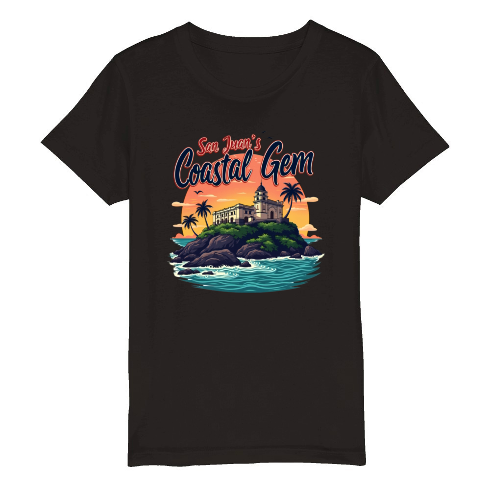 San Juan El Morro Puerto Rico Sunset Organic Kids Crewneck T-shirt