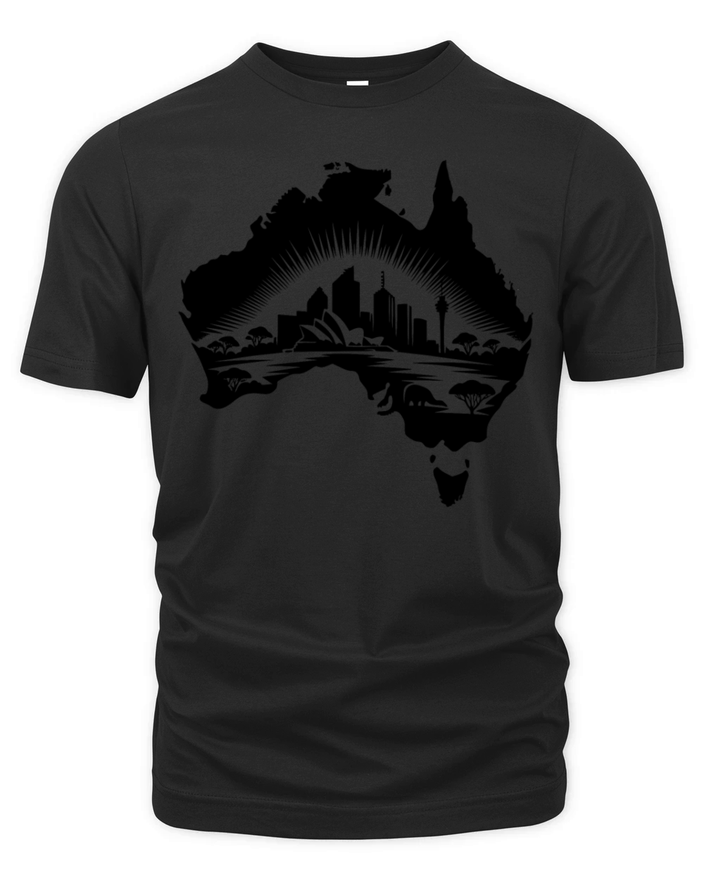 Australian Continent Landscape Tattoo Style Organic Unisex T-shirt