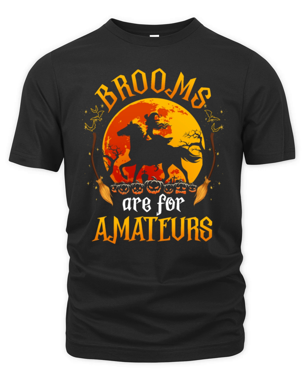 Brooms Are For Amateurs Halloween Horse Riding Organic Unisex T-shirt