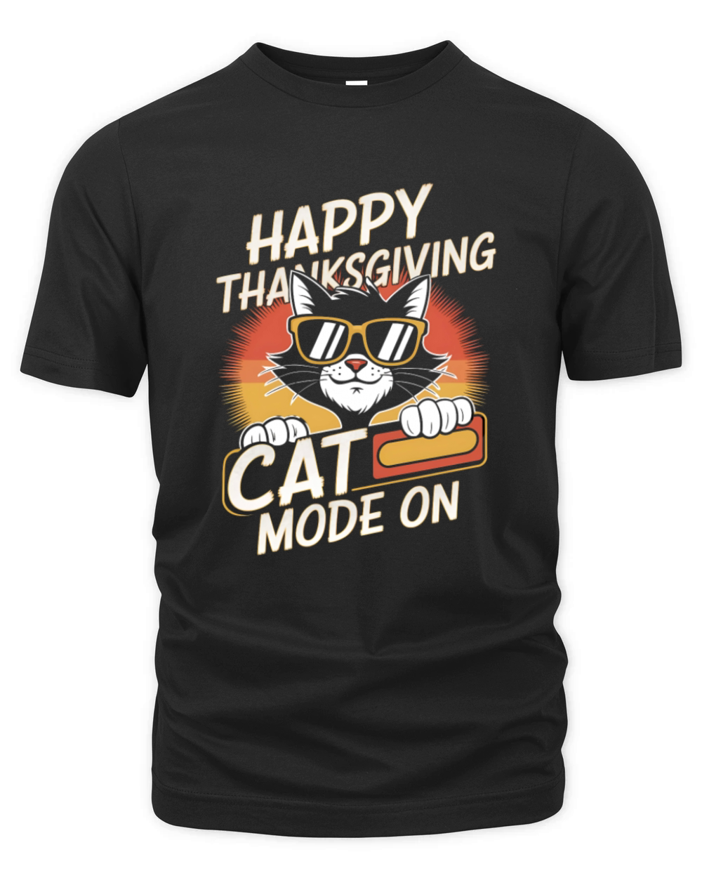 Happy Thanksgiving Cat Mode On for Festive Fun Organic Unisex T-shirt