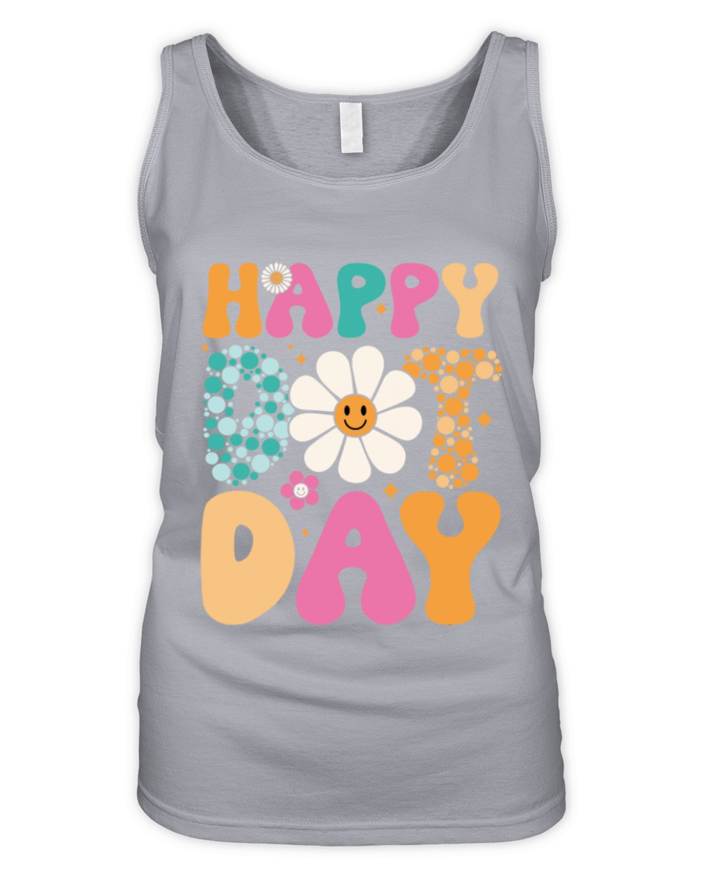 Happy Dot Day Hippie Flowers Smile Face Groovy Organic Women's Tank Top