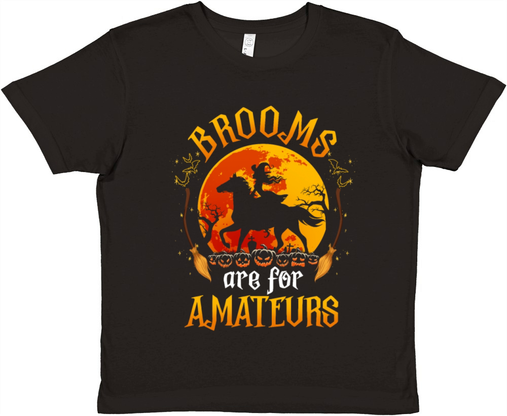 Brooms Are For Amateurs Halloween Horse Riding Premium Kids Crewneck T-shirt