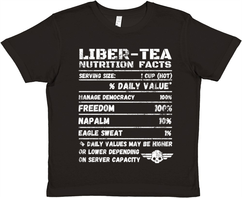 Distressed Liber-Tea nutrition facts Helldivers ii Premium Kids Crewneck T-shirt